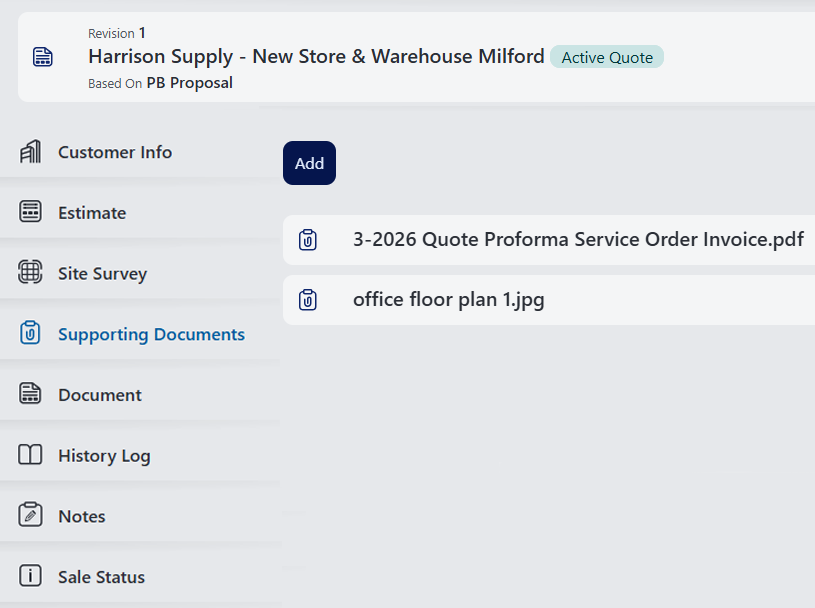Supporting Documents Screenshot